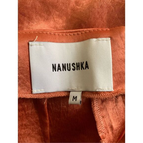 Nanushka Twist Front Satin Halter‎ Dress Peachy Copper Size M - Picture 7 of 12